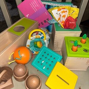 Montessori-style Wooden Sensory Toy Set in Green and Yellow